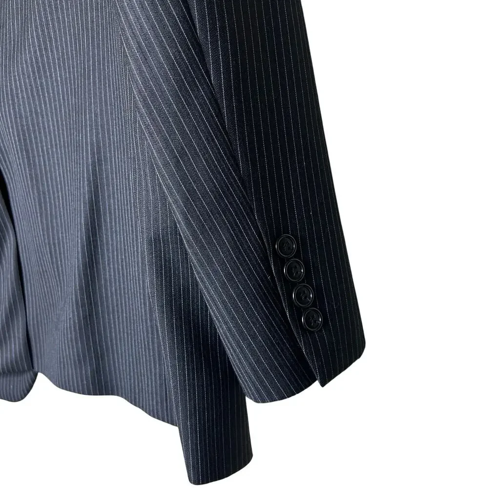 Jack Victor Suit Coat Sz 44S Blazer Navy Pinstripe Valentino CT 100%‎ Wool